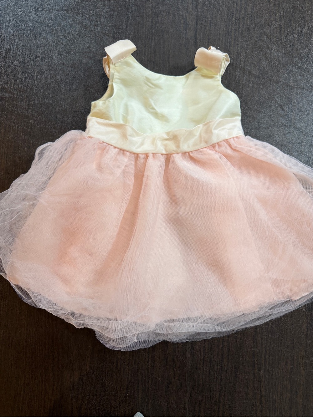Janie and Jack Girls Ivory & Light Pink Tulle Party Dress Sz 3-6M